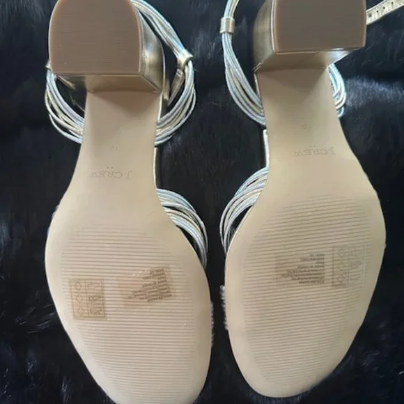 ✨ J.Crew Metallic Gold & Silver Strappy Heels - Size 10 - - Picture 3 of 9